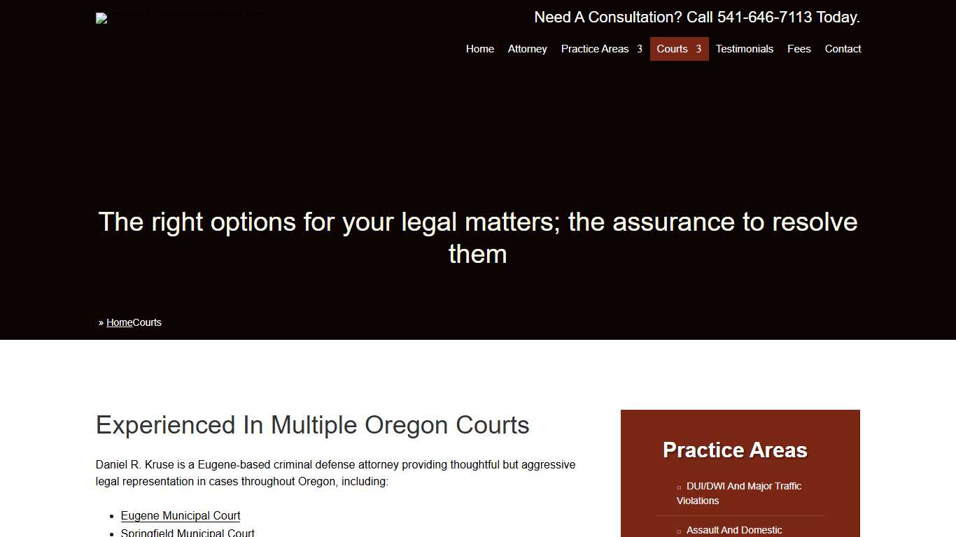 Courts Daniel R. Kruse, Attorney At Law Eugene, Oregon