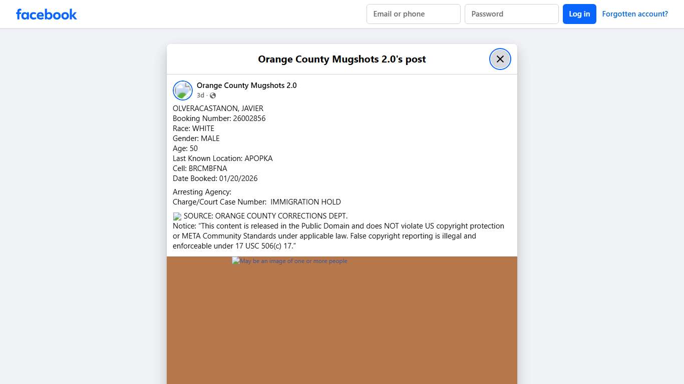 OLVERACASTANON, JAVIER... - Orange County Mugshots 2.0 Facebook